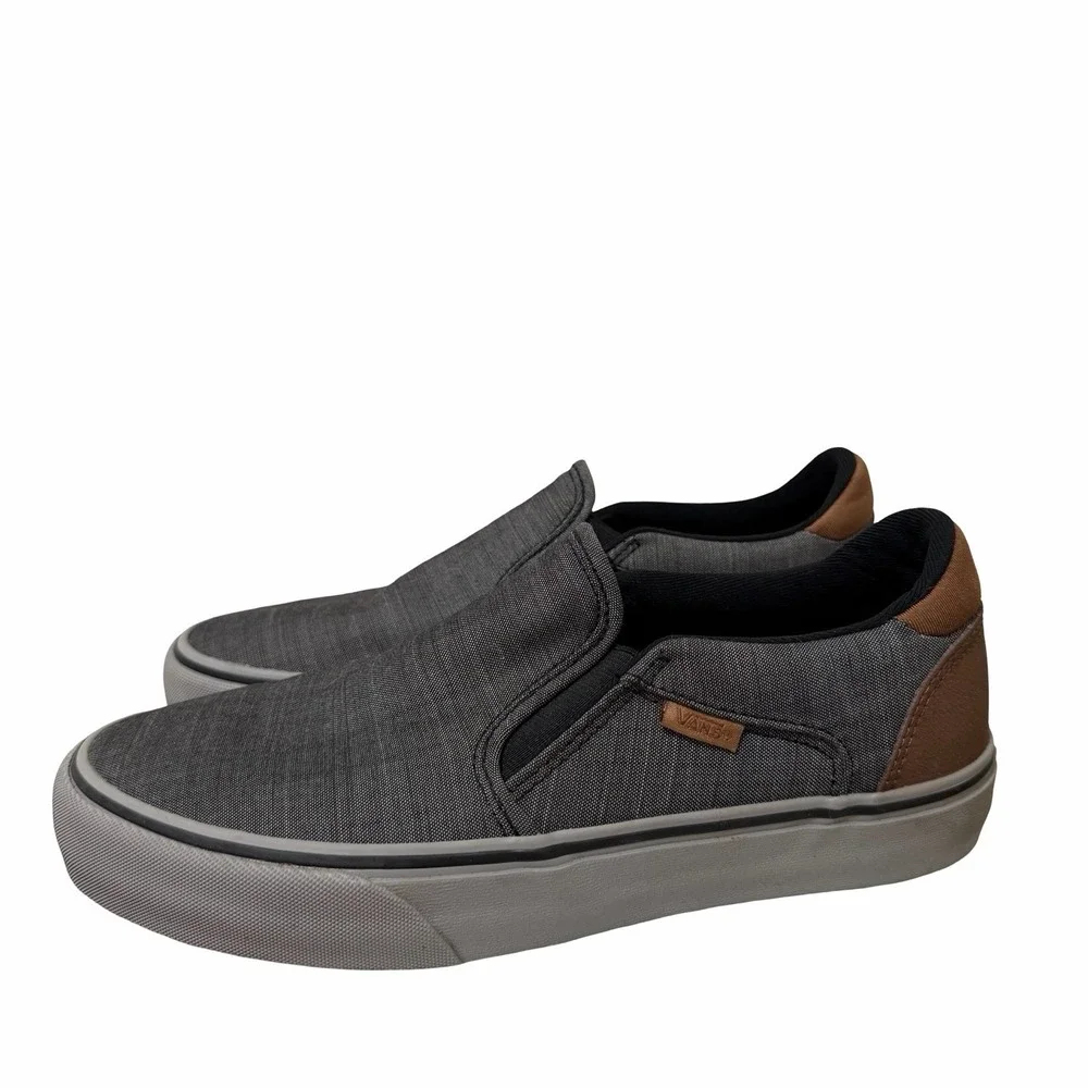 VANS Asher Deluxe Slip On Sneaker Mens US 7.5 EU 40 Gray Skateboard Skater Shoes